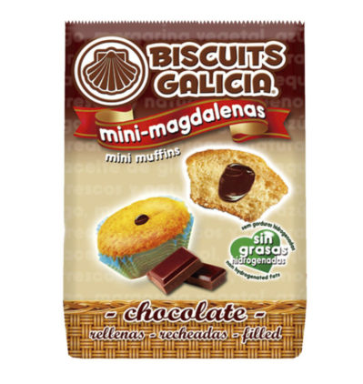 mini magdalenas rellenas chocolate café merienda desayuno Biscuits Galicia