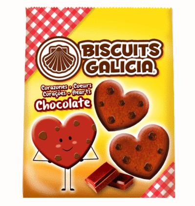 galletas envasadas individualmente corazon chocolate mantequilla regalo merienda desayuno Biscuits Galicia