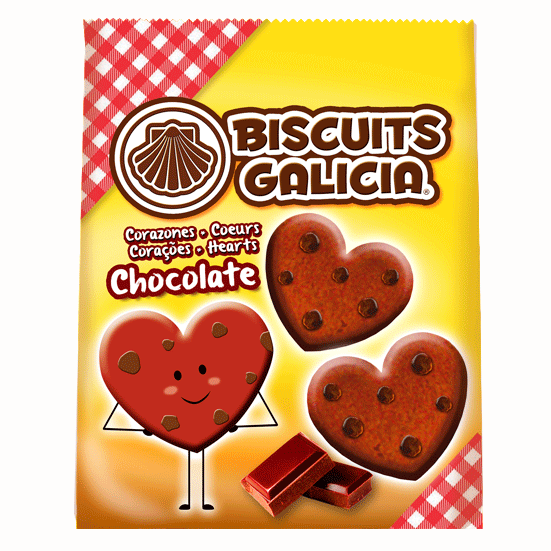 galletas envasadas individualmente corazon chocolate mantequilla regalo merienda desayuno Biscuits Galicia