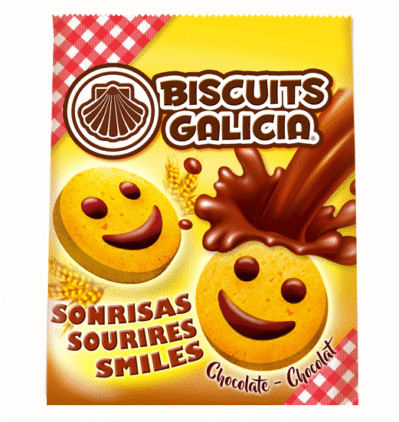 Bolsa galletas Sonrisa rellena chocolate Biscuits Galicia merienda desayuno para llevar